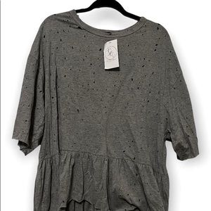 Dani-Rae & Company Boutique- Gray Shirt with factory holes
